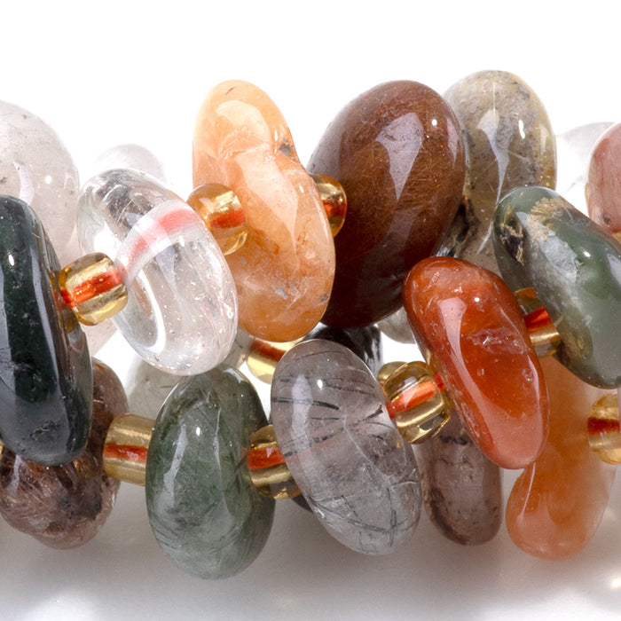 Multi Rutilated Quartz 5x8mm Chip with Spacers - 15-16 Inch