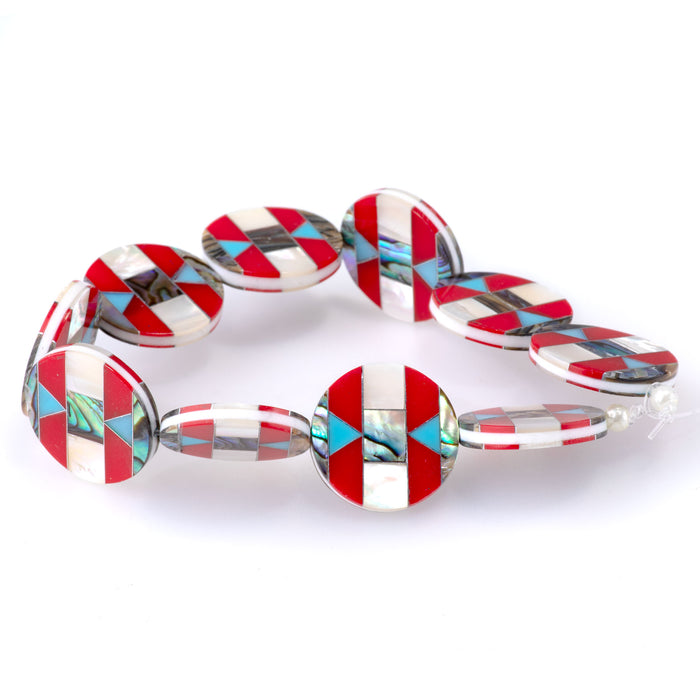 Mosaic 20mm Inlay Coin - Abalone & Mother Of Pearl - 8 Inch