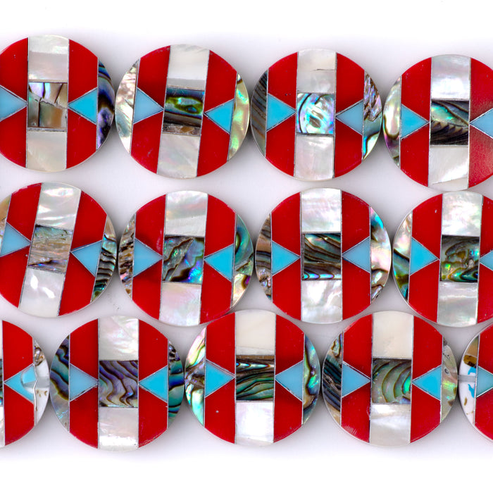 Mosaic 20mm Inlay Coin - Abalone & Mother Of Pearl - 8 Inch