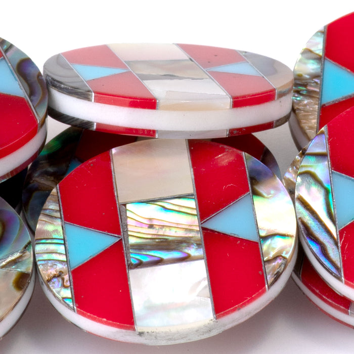 Mosaic 20mm Inlay Coin - Abalone & Mother Of Pearl - 8 Inch
