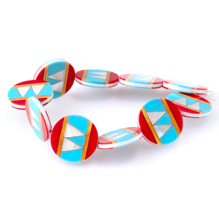 Mosaic 20mm Inlay Coin - Mother Of Pearl & Spiny - 8 Inch