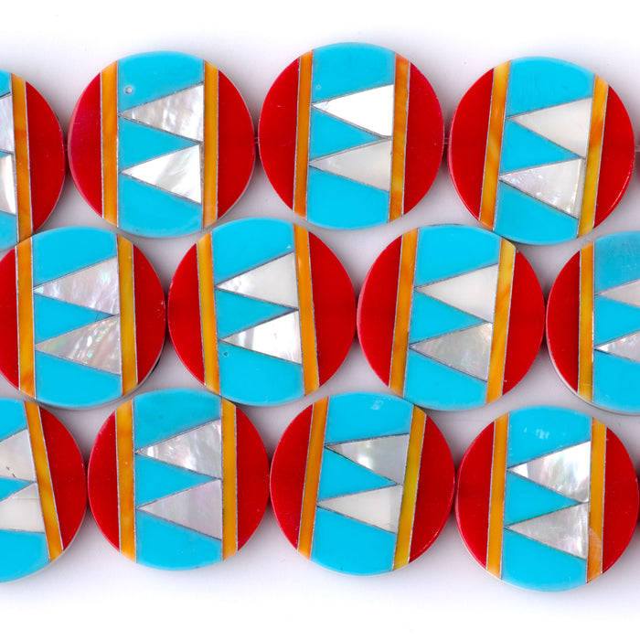 Mosaic 20mm Inlay Coin - Mother Of Pearl & Spiny - 8 Inch