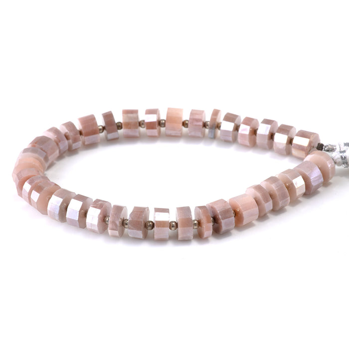 Moonstone 2-6x10-11mm Plated Irregular Faceted Tyre Bead - 8-Inch