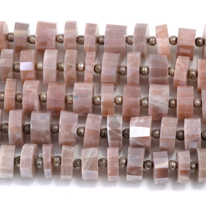 Moonstone 2-6x10-11mm Plated Irregular Faceted Tyre Bead - 8-Inch