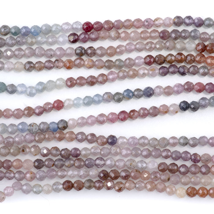 Multi Spinel 3mm Banded Faceted Round - 15 Inch