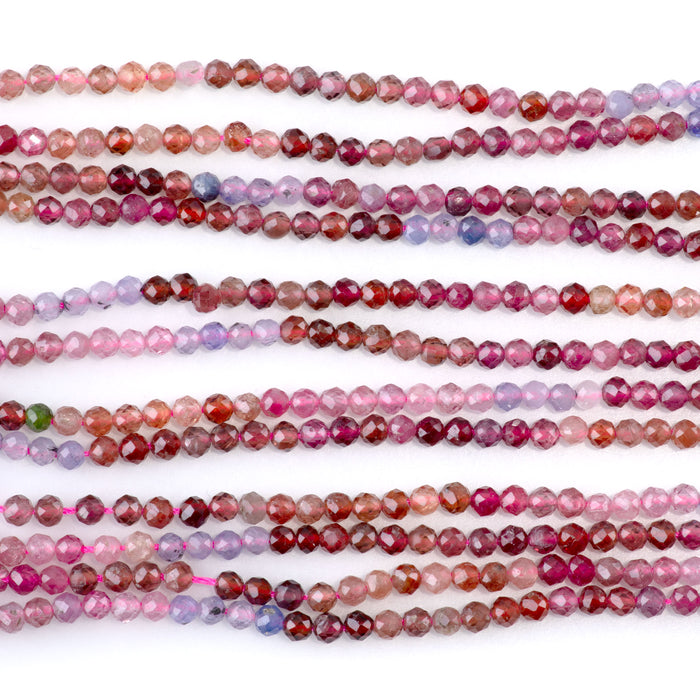 Multi Spinel 3mm Banded Faceted Round - 15-16 Inch