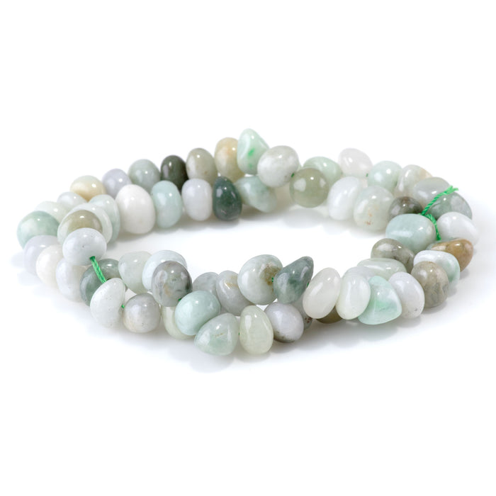 New Burma Jade 8x10-9x13mm Side Drilled Pebble - 15-16 Inch