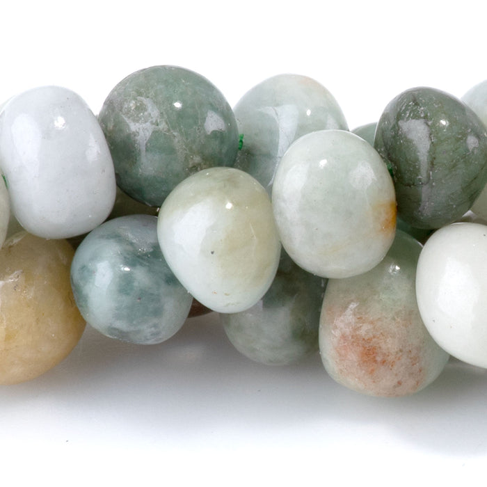 New Burma Jade 8x10-9x13mm Side Drilled Pebble - 15-16 Inch