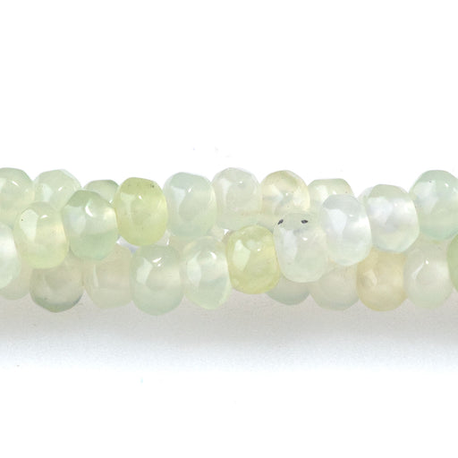 This is a Dakota Stones 4mm New Jade Gemstone strand with faceted rondelle beads in 8 inch strand.
