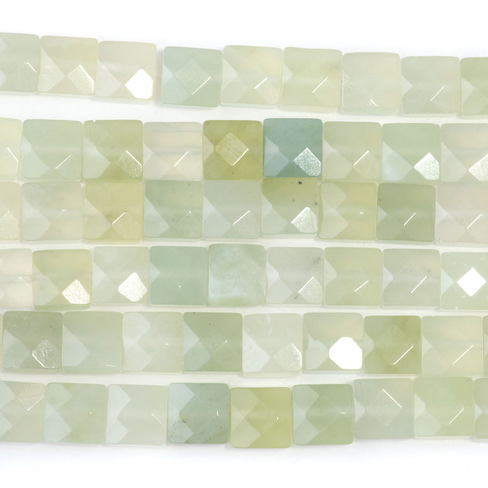 New Jade 8mm Faceted Square - 8-Inch Strands