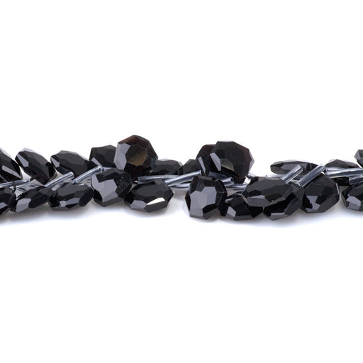 This is a Dakota Stones 13x15mm Black Obsidian Gemstone strand with faceted irregular tear drop beads in 15-16 inch strand.