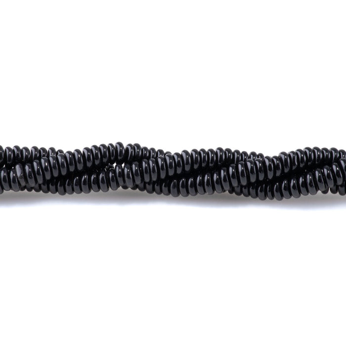 Black Obsidian 2x6mm Thin Rondelle - 15-16 Inch