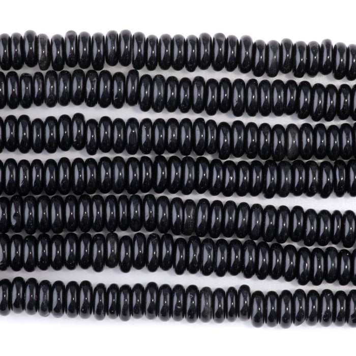 Black Obsidian 2x6mm Thin Rondelle - 15-16 Inch