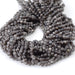 This is a Dakota Stones 4mm Silver Obsidian Microfaceted Gemstone strand with round beads in 15-16 inch strand.