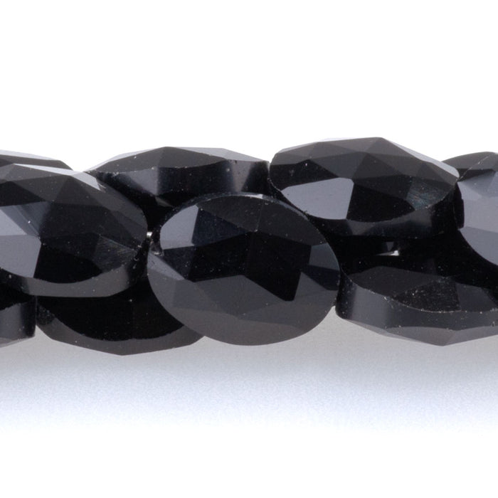 Obsidian 8x10mm Triangle Cut Faceted Puff Oval - 15-16-Inch