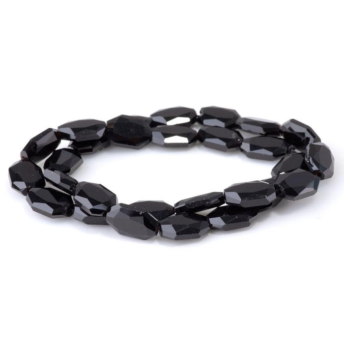 Obsidian 9x13mm Flat Free Form Faceted Beads - 15-16 Inch