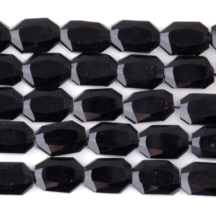 Obsidian 9x13mm Flat Free Form Faceted Beads - 15-16 Inch