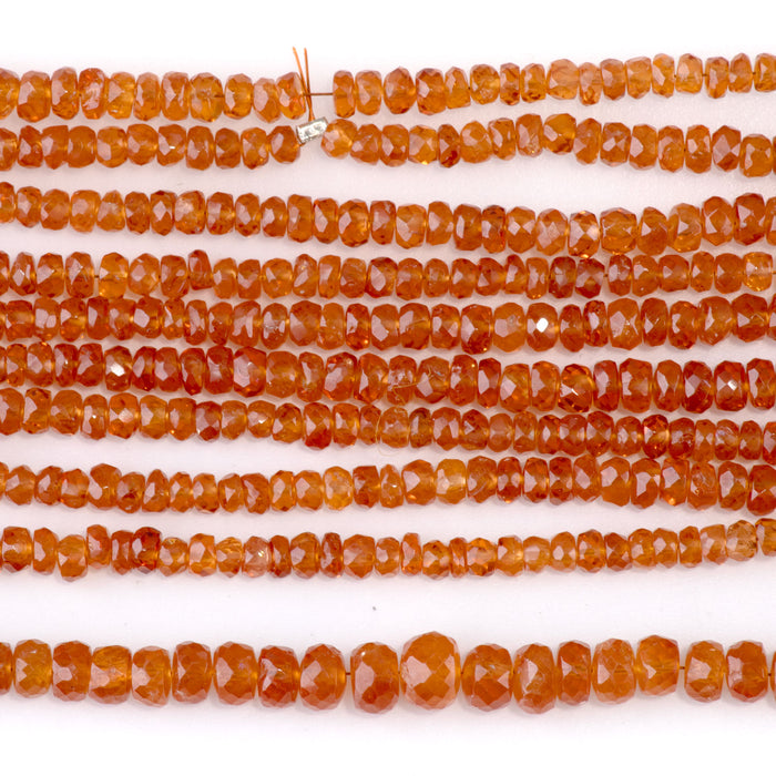 Orange Garnet 3-6mm Graduated Faceted Rondelle - 15-16 Inch