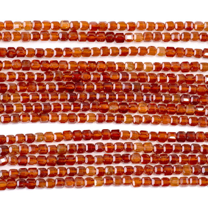 Orange Garnet 3mm Table Cut Cube - 15-16 Inch