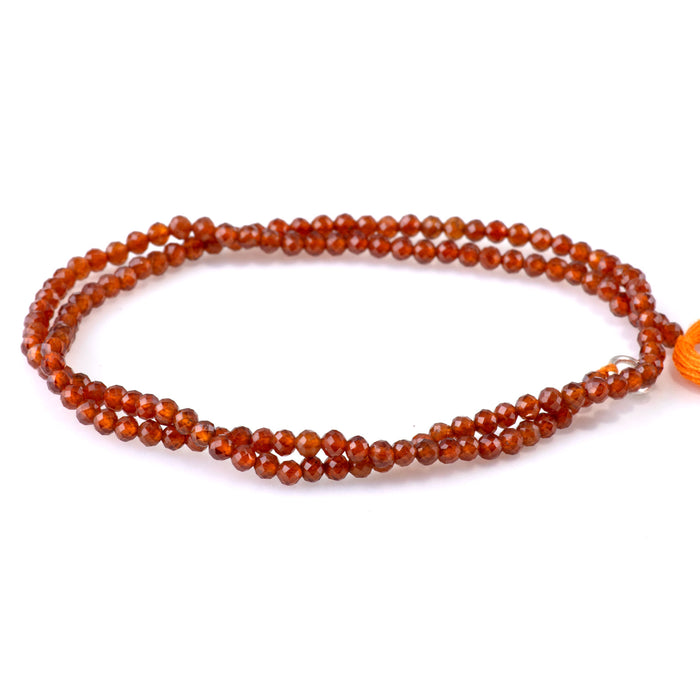 Orange Garnet 3mm Faceted Round - 15 Inch