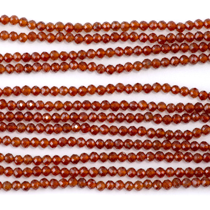 Orange Garnet 3mm Faceted Round - 15 Inch