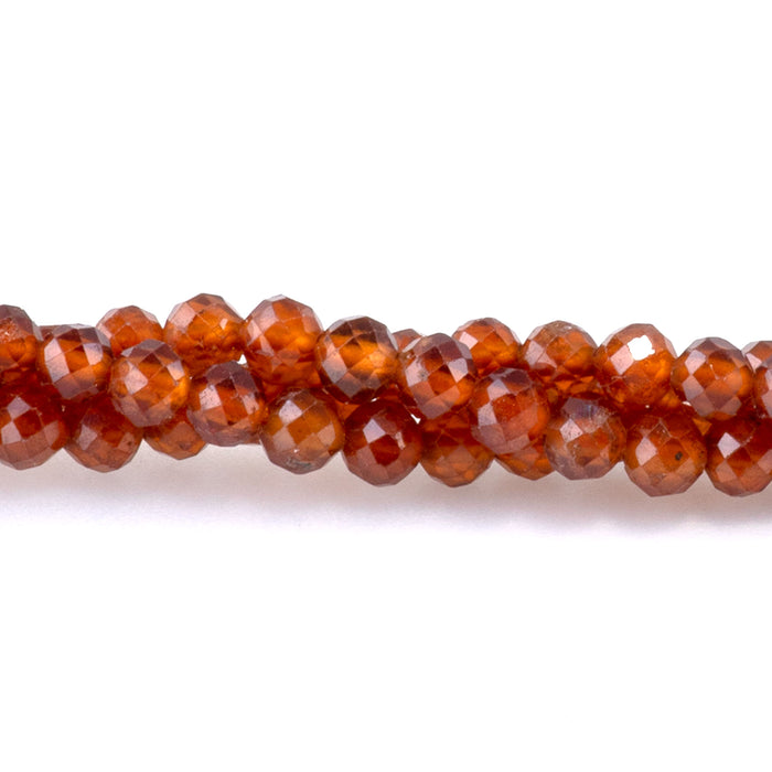 Orange Garnet 3mm Faceted Round - 15 Inch