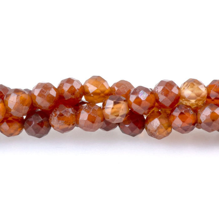Orange Garnet 3mm Banded Faceted Round - 15-16 Inch