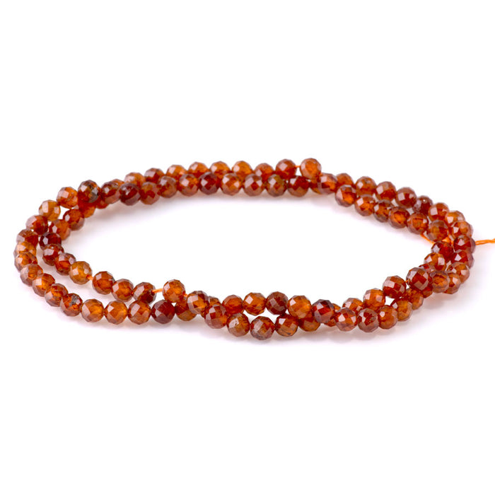 Orange Garnet 4mm Microfaceted Round - 15-16 Inch