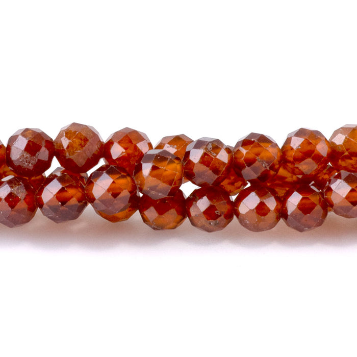 Orange Garnet 4mm Microfaceted Round - 15-16 Inch