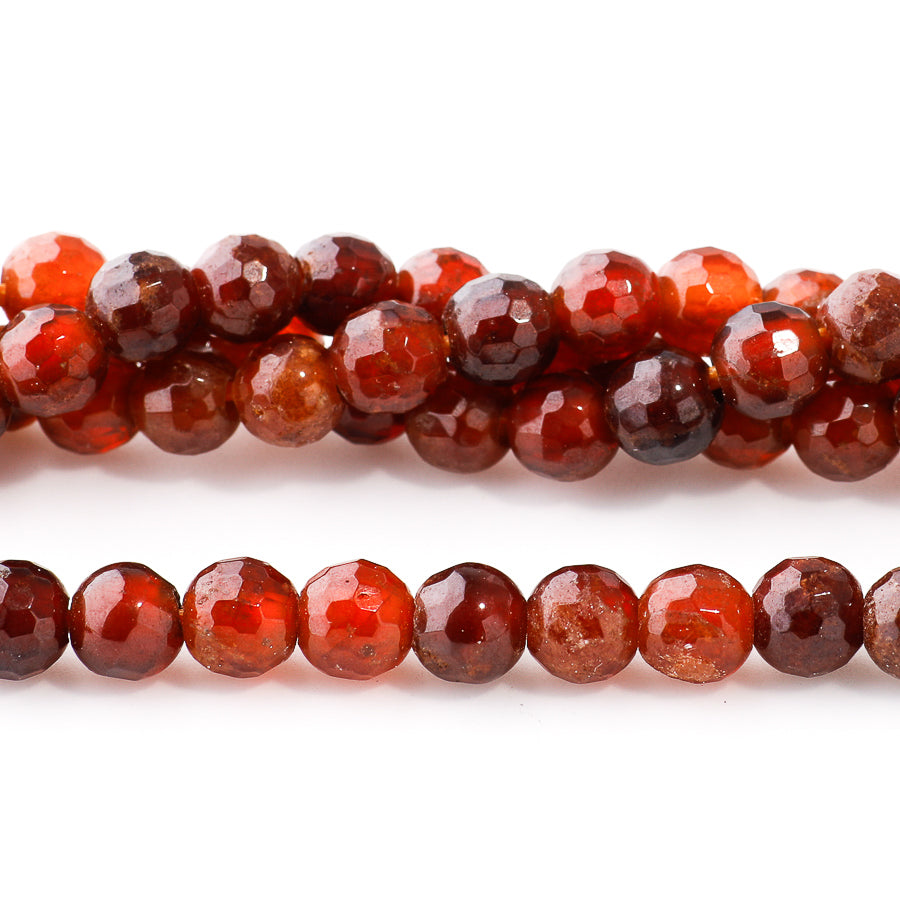 Orange Garnet 6mm Round Faceted - Large Hole Beads