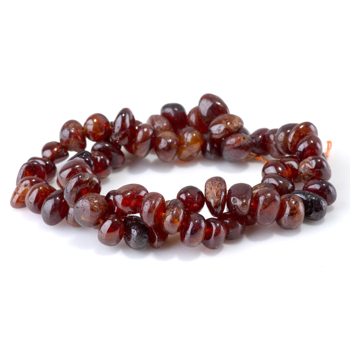 Orange Garnet 8x10-9x13mm Side Drilled Pebble - 15-16 Inch