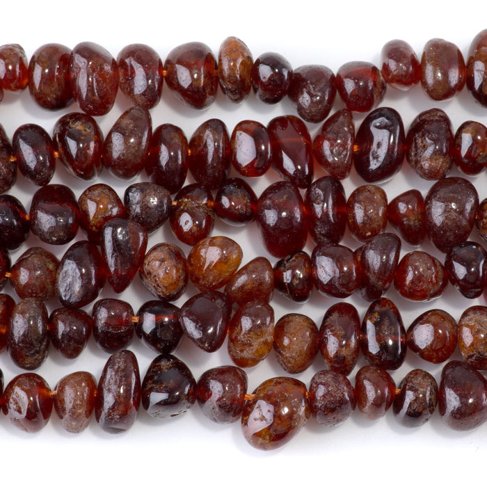 Orange Garnet 8x10-9x13mm Side Drilled Pebble - 15-16 Inch