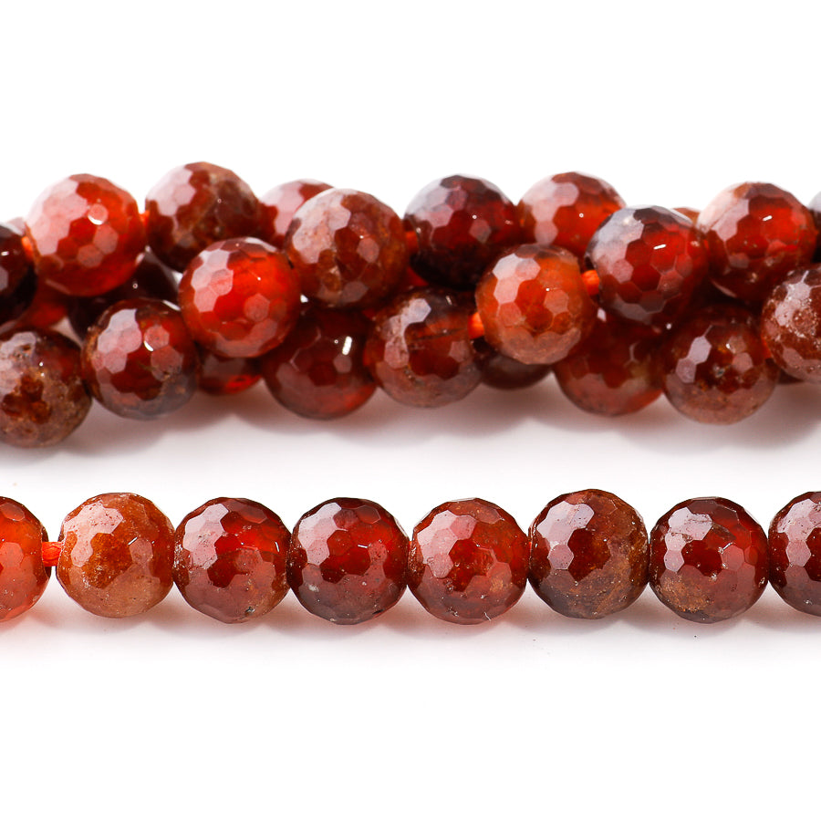 Orange Garnet 8mm Round Faceted - Large Hole Beads