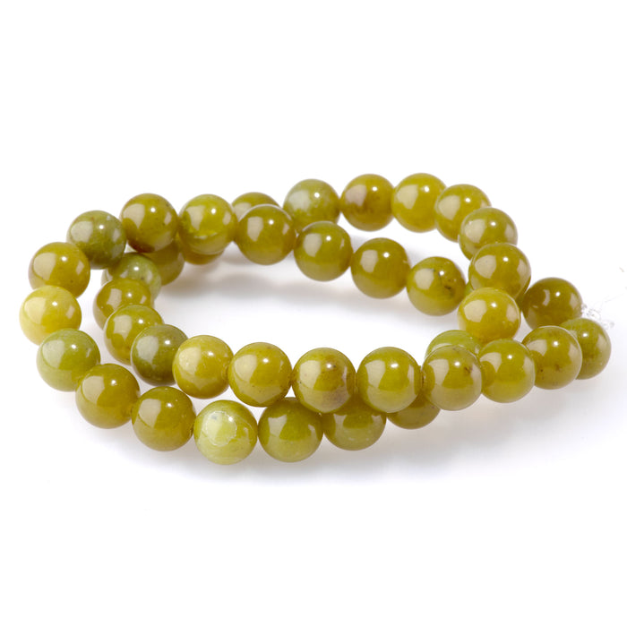 Olive Jade 10mm Round - 15-16 Inch