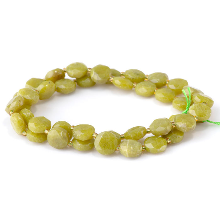 Olive Jade 8mm Star Cut Coin - 15-16 Inch