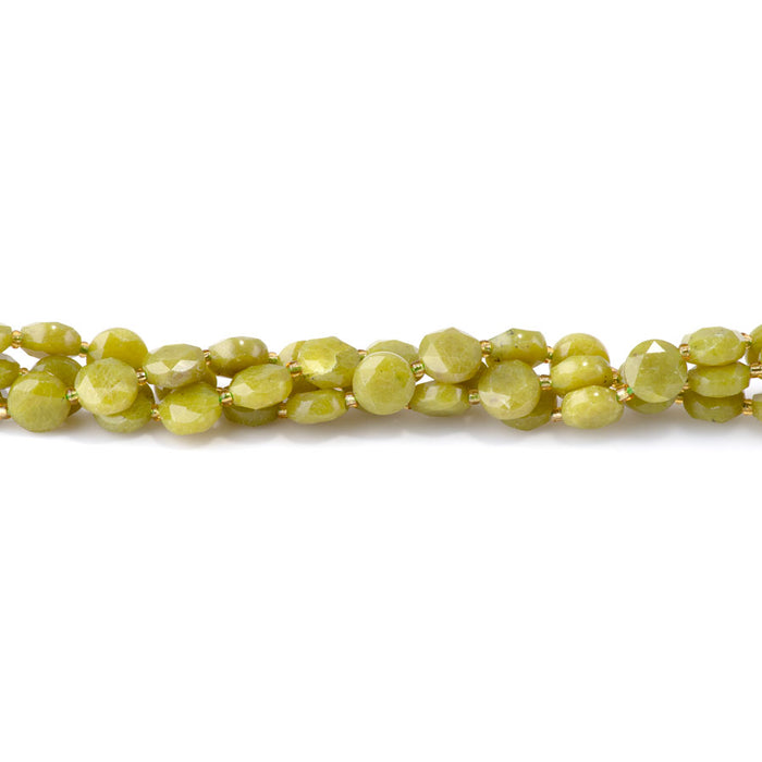 Olive Jade 8mm Star Cut Coin - 15-16 Inch