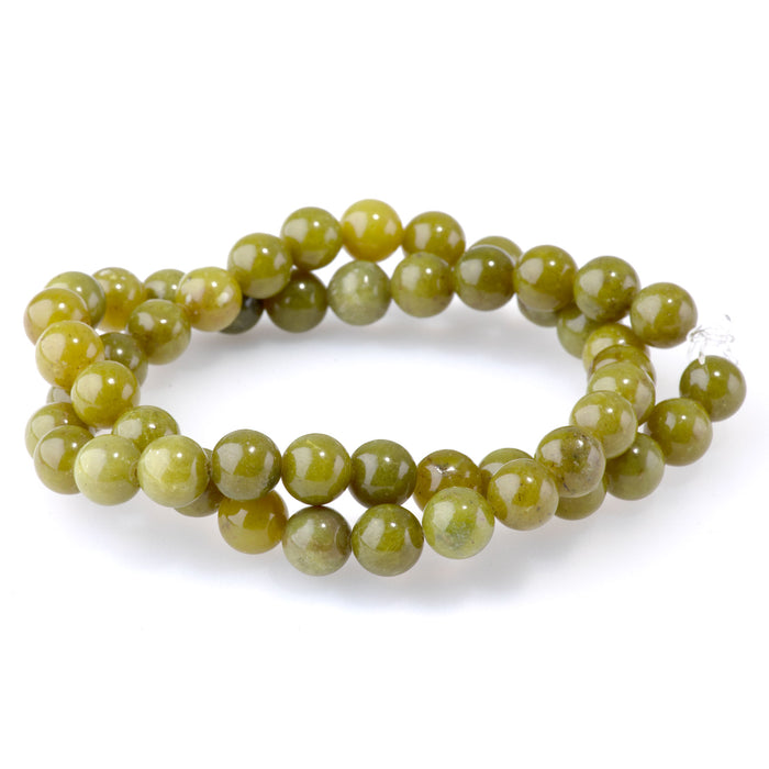 Olive Jade 8mm Round - 15-16 Inch