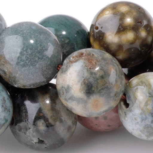 This is a Dakota Stones 12mm Ocean Jasper Gemstone strand with A grade round beads in 15-16 inch strand.