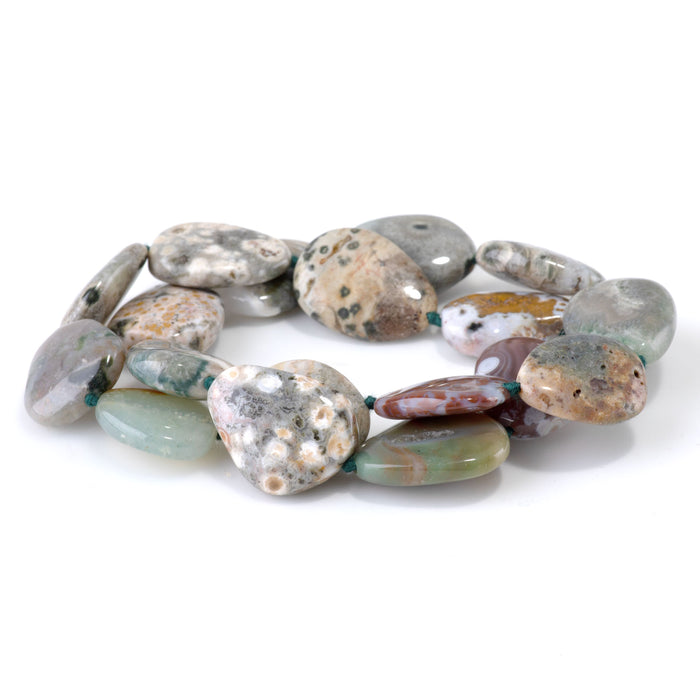 Ocean Jasper 15x20-18x25mm Free Form Pear Beads A Grade - 15-16 Inch