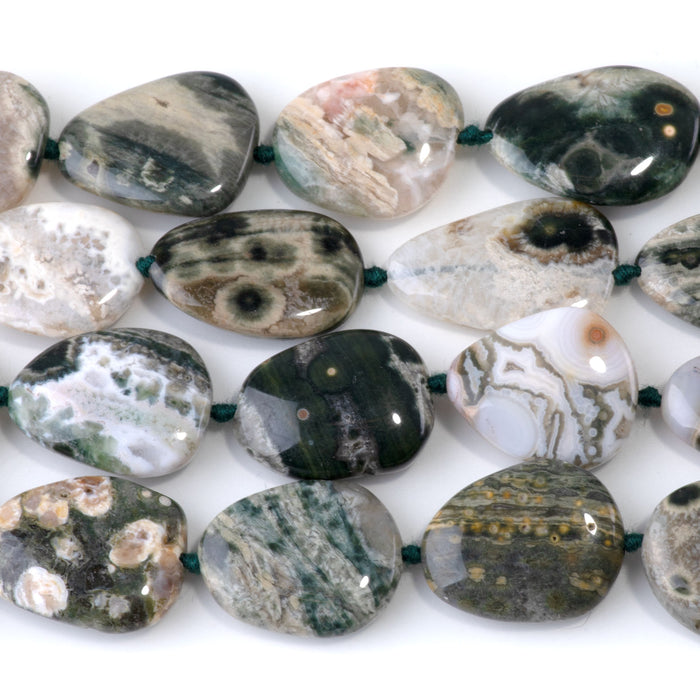Ocean Jasper 15x20-18x25mm Free Form Pear Beads A Grade - 15-16 Inch