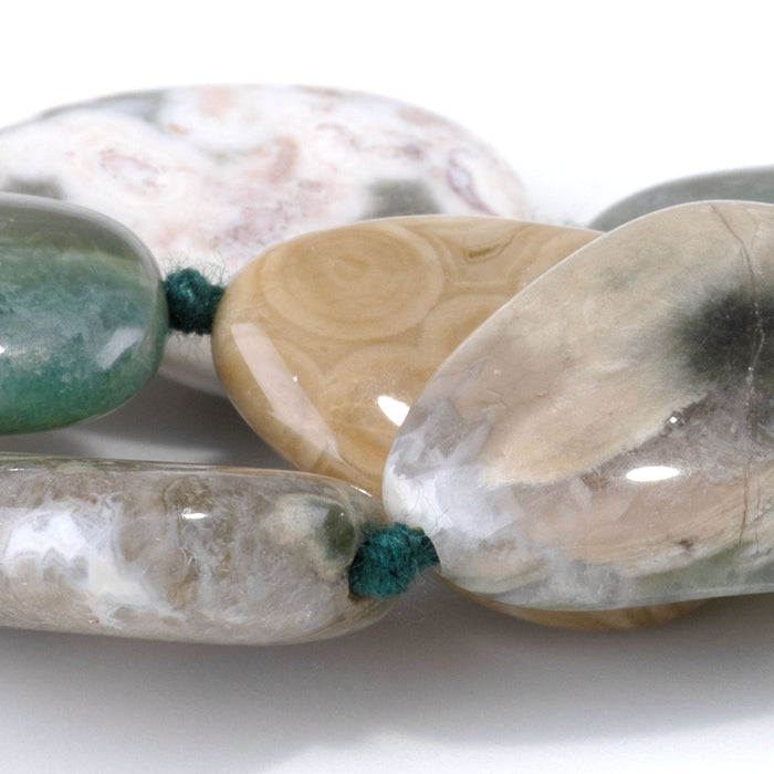 Ocean Jasper 15x20-18x25mm Free Form Pear Beads A Grade - 15-16 Inch