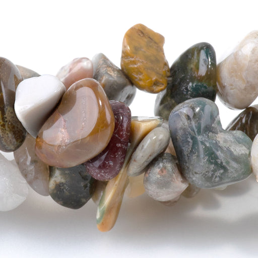 This is a Dakota Stones 5-12mm Ocean Jasper Gemstone strand with chip beads in 36 inch strand.