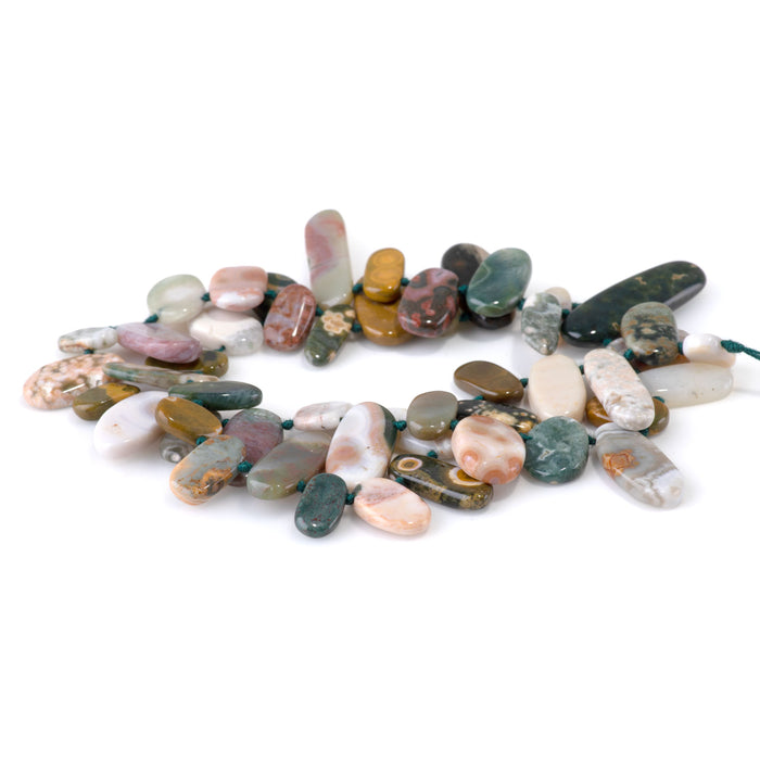 Ocean Jasper 6x12-12x22mm Top Drill Oval Beads AAA Grade - 15-16 Inch