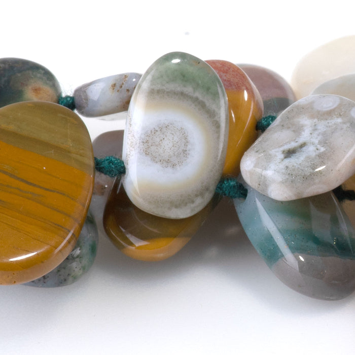 Ocean Jasper 6x12-12x22mm Top Drill Oval Beads AAA Grade - 15-16 Inch