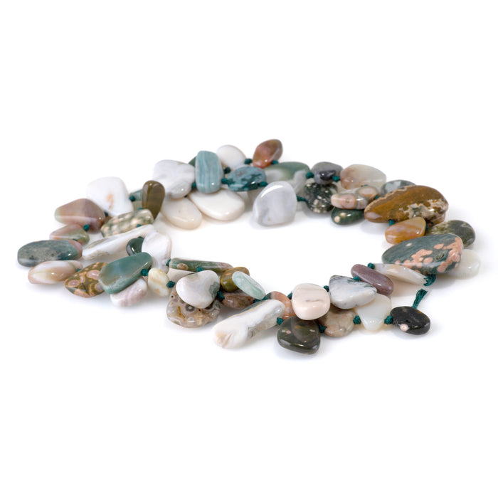 Ocean Jasper 8x10-12x16mm Top Drill Pear Beads AAA Grade - 15-16 Inch