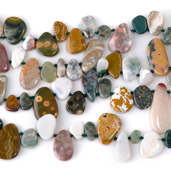 Ocean Jasper 8x10-12x16mm Top Drill Pear Beads AAA Grade - 15-16 Inch
