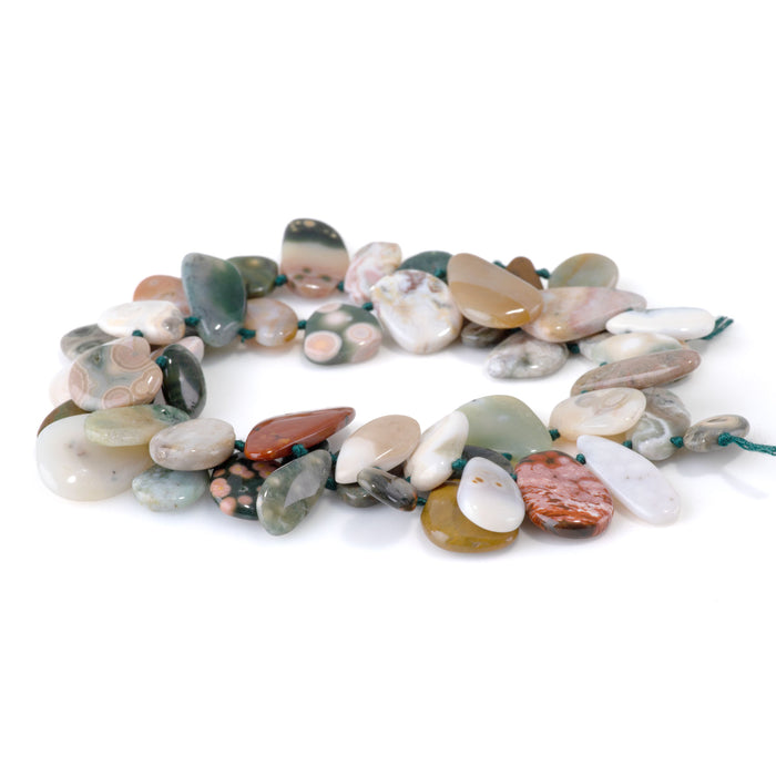 Ocean Jasper 8x11-20x25mm Top Drill Pear Beads AAA Grade - 15-16 Inch