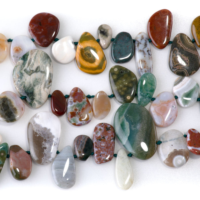Ocean Jasper 8x11-20x25mm Top Drill Pear Beads AAA Grade - 15-16 Inch