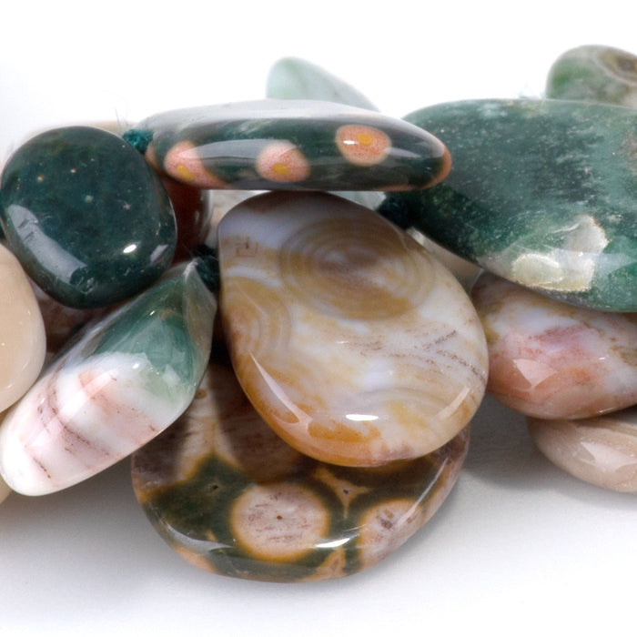Ocean Jasper 8x11-20x25mm Top Drill Pear Beads AAA Grade - 15-16 Inch
