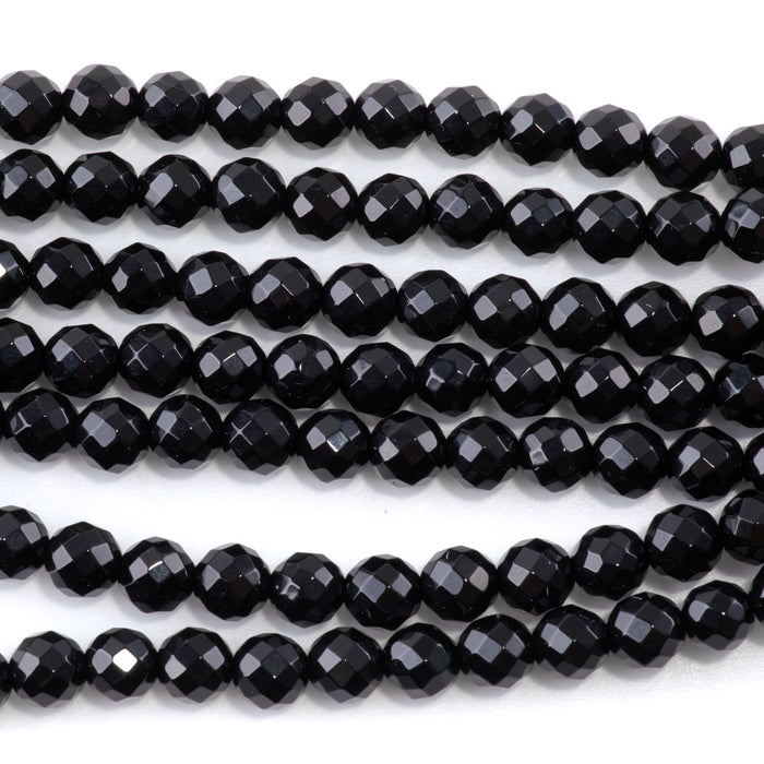 Onyx 6mm Round Faceted 8-Inch